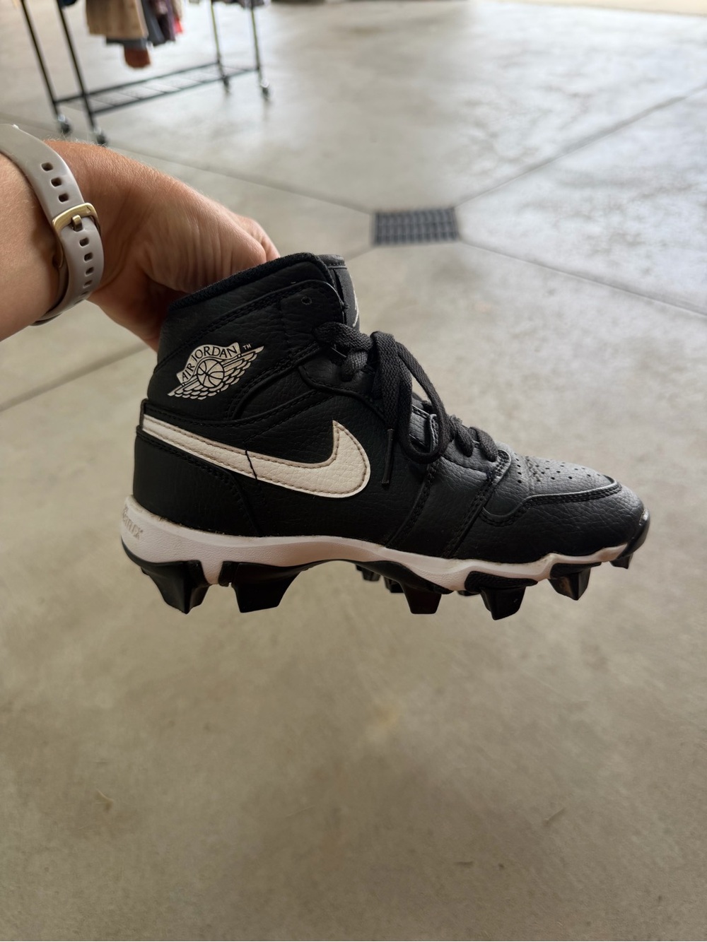 Jordan Kids Black and White Football Cleats